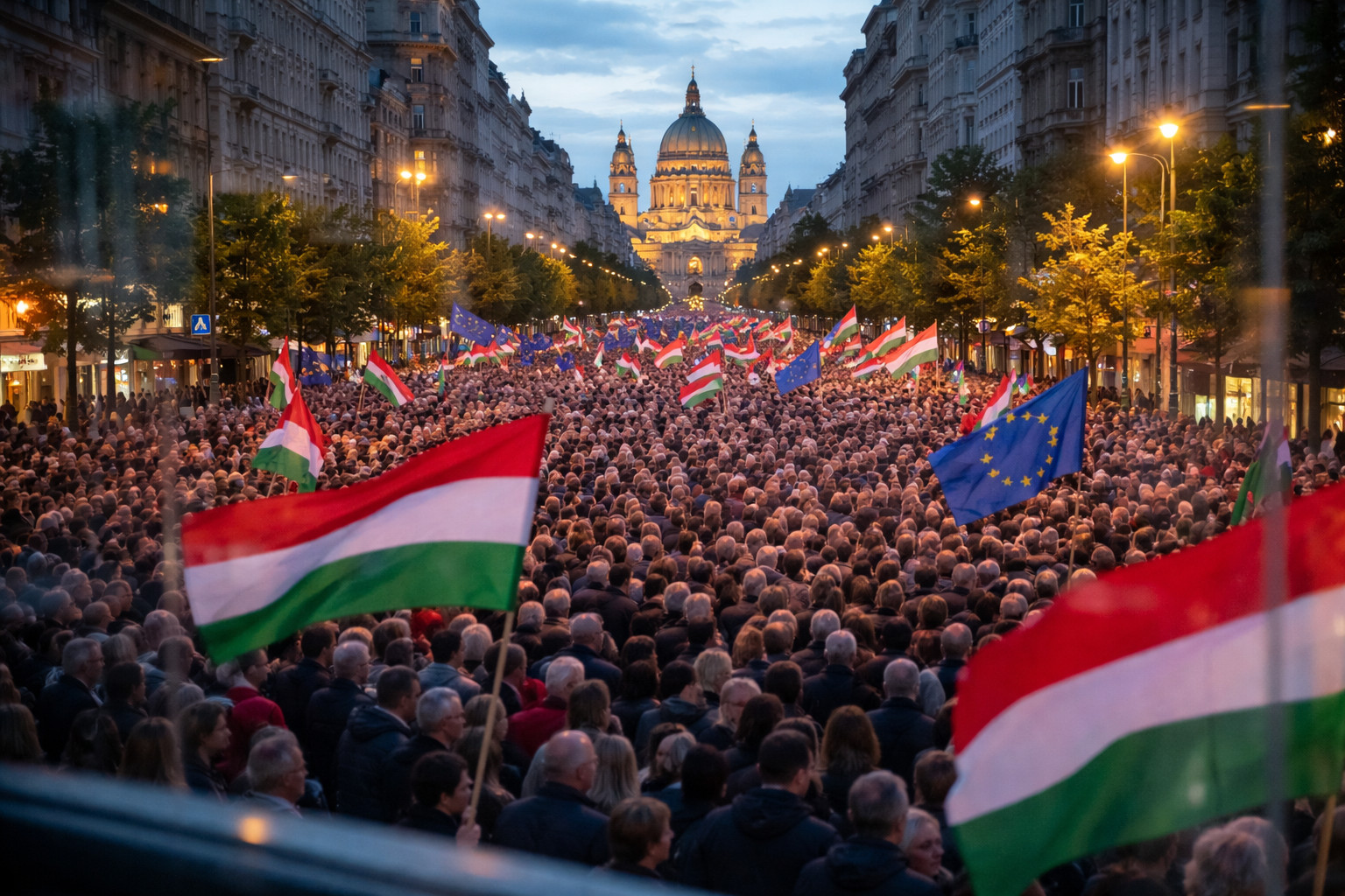 Опозиція Венгрії виводить тисячі на вулиці Будапешта напередодні парламентських виборів